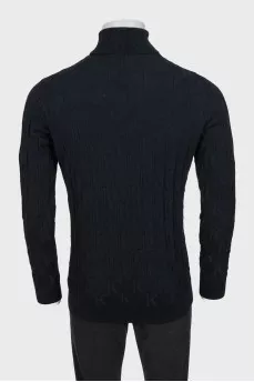Men's black wool turtleneck