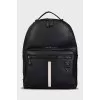 Black leather backpack with contrasting insert