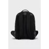 Black leather backpack with contrasting insert