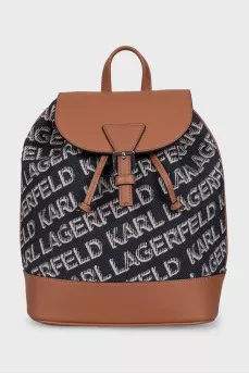 A combination backpack with a signature print