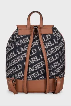 A combination backpack with a signature print