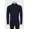 Men's blue wool cardigan