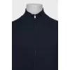 Men's blue wool cardigan