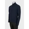 Men's blue wool cardigan