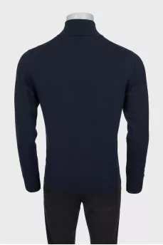 Men's blue wool cardigan