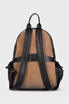 Men's leather backpack with patch pockets