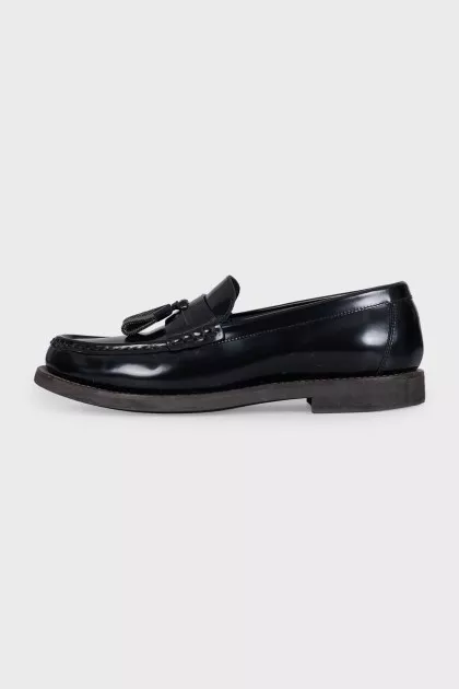 Leather loafers with front decoration