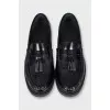 Leather loafers with front decoration
