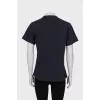 Blue straight-cut T-shirt with a print