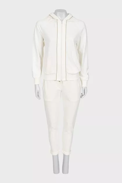 White tracksuit with tapered trousers