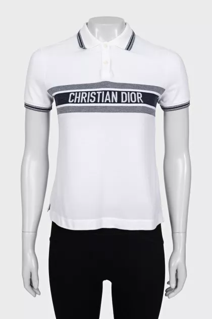 White polo shirt with signature print