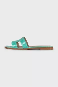 Oran crocodile leather flip-flops