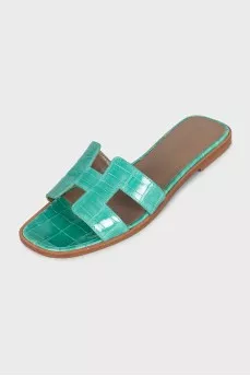Oran crocodile leather flip-flops