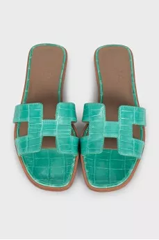 Oran crocodile leather flip-flops