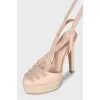 Beige slingbacks with ties