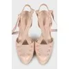 Beige slingbacks with ties
