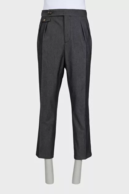 Men's gray straight-leg trousers