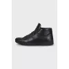 Men's black leather boots with logo