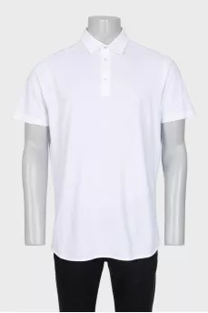 Men's white polo shirt with buttons