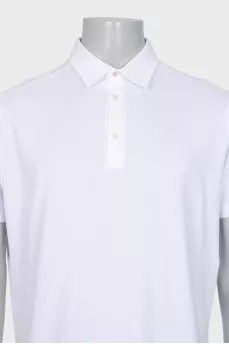 Men's white polo shirt with buttons