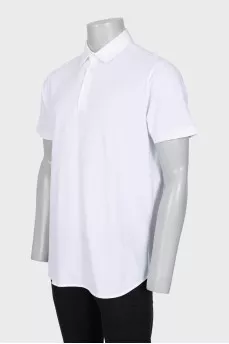 Men's white polo shirt with buttons