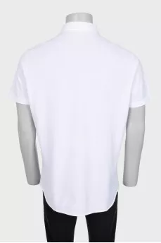 Men's white polo shirt with buttons