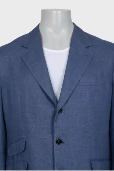 Чоловічий льняний піджак синього кольору