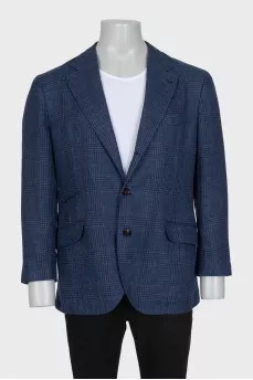 Men's single-breasted blazer with a checkered print