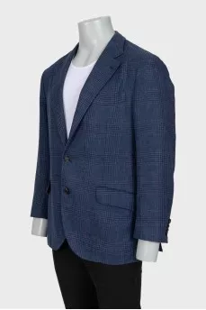 Men's single-breasted blazer with a checkered print