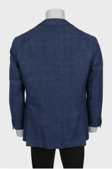 Men's single-breasted blazer with a checkered print