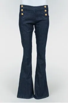 Dark blue jeans with golden buttons-semi