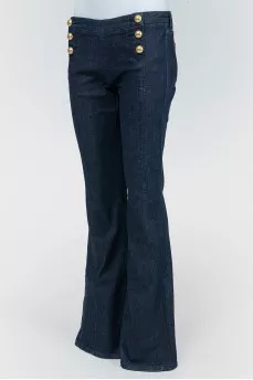 Dark blue jeans with golden buttons-semi