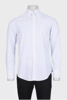 Men's straight-cut shirt with blue stripes