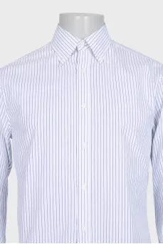 Men's straight-cut shirt with blue stripes