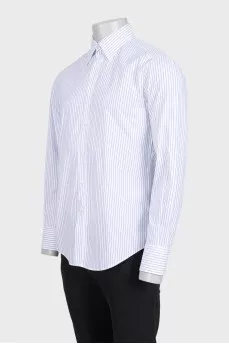 Men's straight-cut shirt with blue stripes