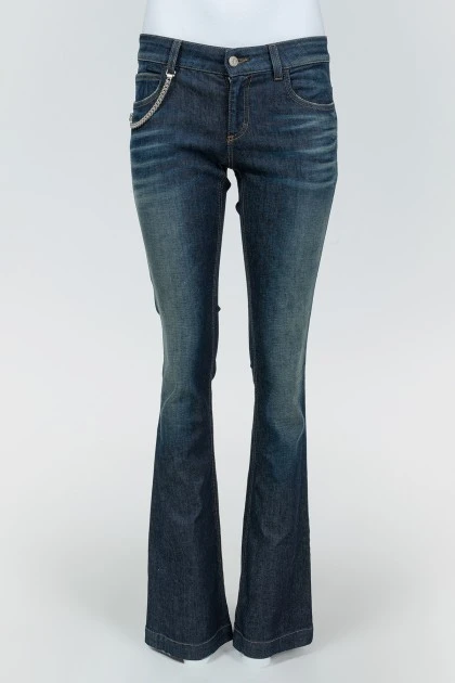 Silver chain jeans with a silver chain