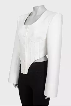 Cropped jacket with accent shoulders