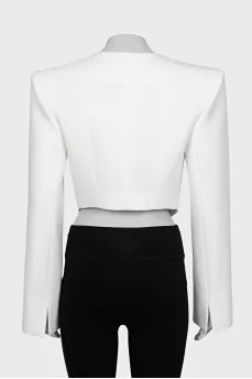 Cropped jacket with accent shoulders
