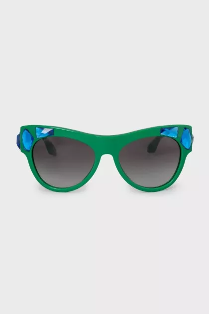 Sunglasses decorated with blue crystals