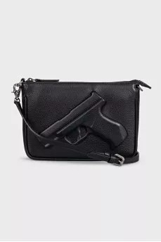 Leather bag with relief decor