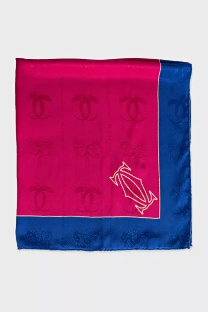 Two-tone silk scarf with signature print