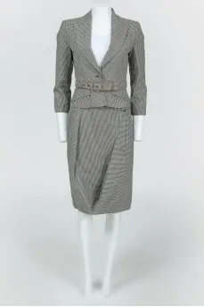 Suit jacket + skirt in black and white check