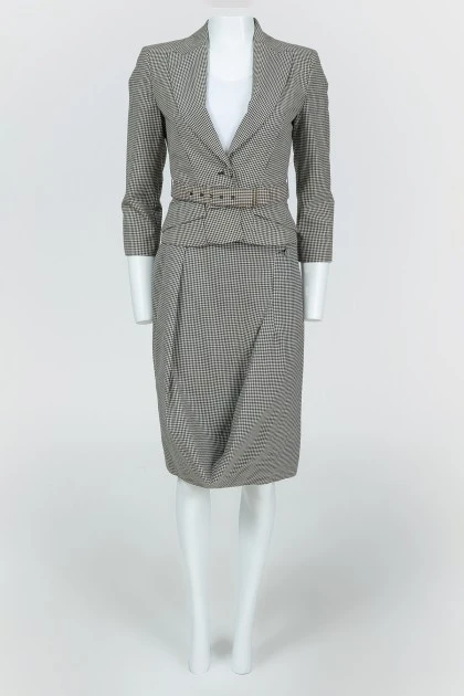 Suit jacket + skirt in black and white check