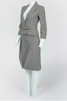 Suit jacket + skirt in black and white check