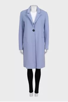 Light blue straight-cut coat with patch pockets