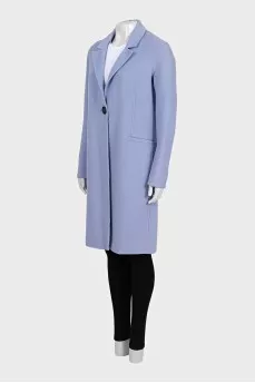 Light blue straight-cut coat with patch pockets