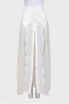 White lace skirt with a transparent bottom