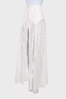 White lace skirt with a transparent bottom