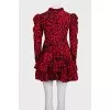 Fitted dress with ruffles in animal print