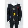 Black sweatshirt oversize with applications